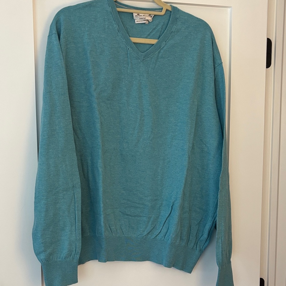 Peter Millar Aqua V-Neck Sweater